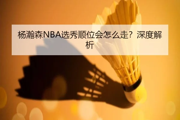 杨瀚森NBA选秀顺位会怎么走？深度解析